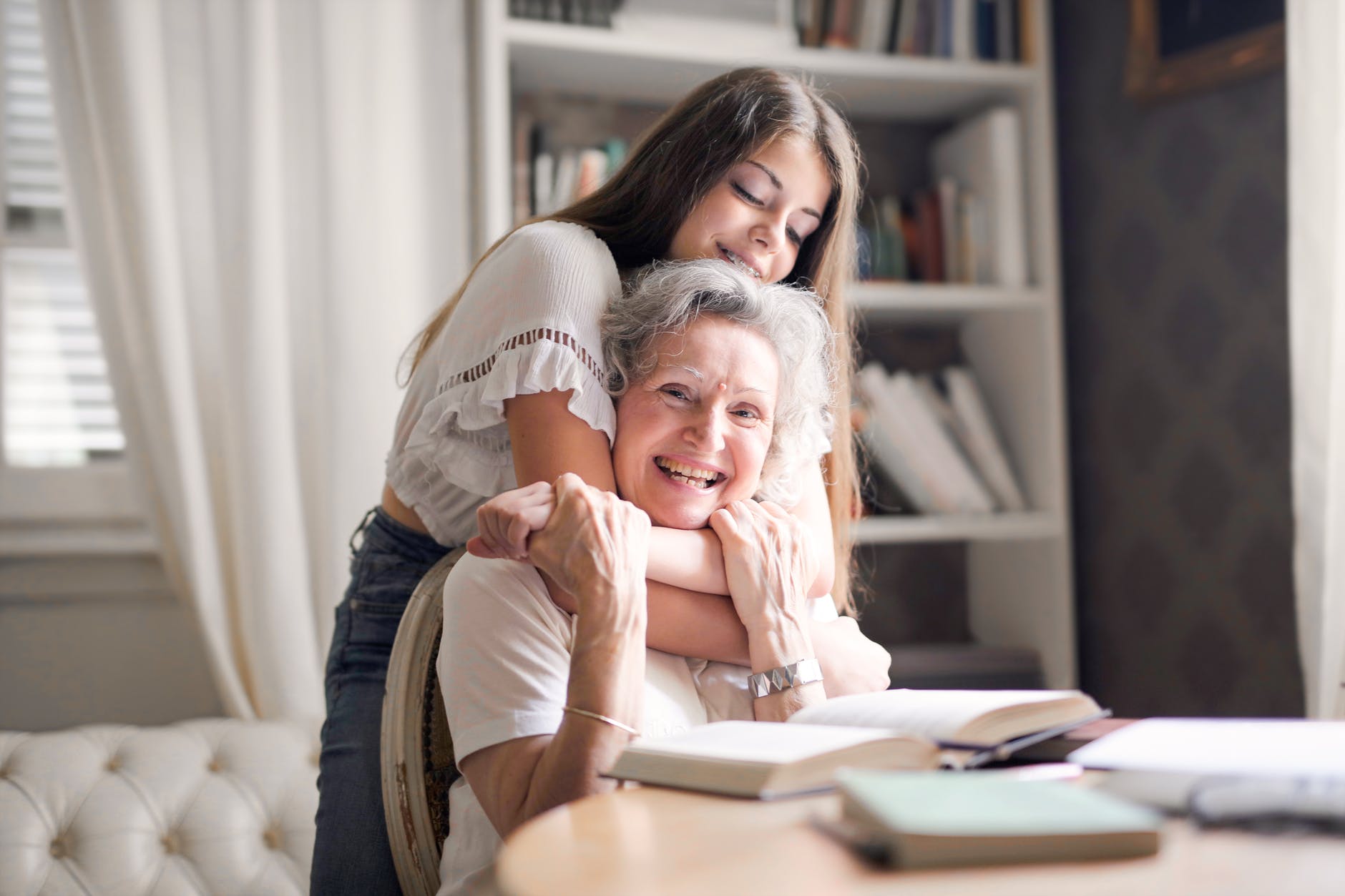 woman hugging her grandmother